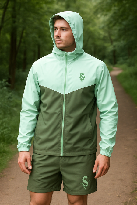 VÍPERÓN CLÁSICO Windbreaker & Shorts 2 Piece Set - Mint/Military Green